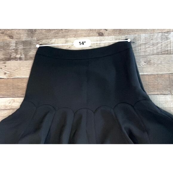 Talbot's Petite Black Scalloped Tulip Flare Skirt‎ 4P Preppy Retro Flare - Picture 7 of 10